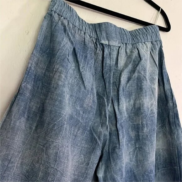 Italian High Waist Wide Leg Tie Dye Cotton Pants IT42 Us4/8 Denim look - Picture 8 of 9